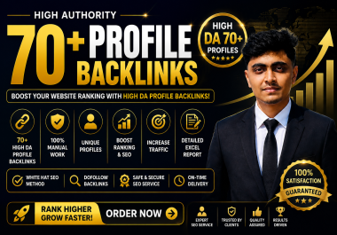 Build 120 High Authority Profile Backlinks Manually for SEO,  Google Ranking & Traffic