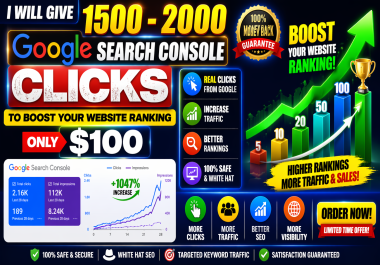 I will provide 1500 to 2000 real Google Search Console clicks to boost your ranking and Graph