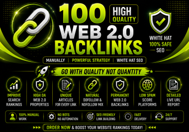 100 High Quality Web 2.0 Backlinks Built Manually