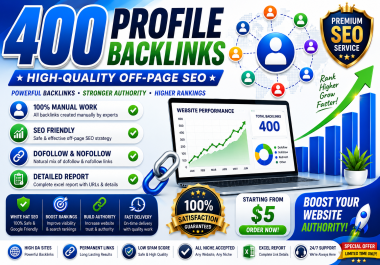 I Will Create 400 High Quality Manual Profile Backlinks for Off Page SEO