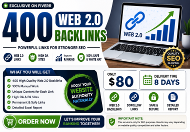 I Will Create 400 Manual Web 2.0 Backlinks for Your Website SEO