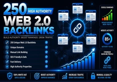 250 High Authority Web 2.0 Backlinks for SEO Rankings