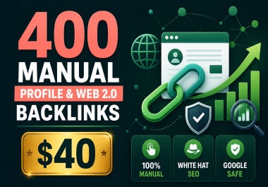I will create 400 manual profile and web 2.0 backlinks