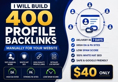 I will build 400 profile backlinks for your website
