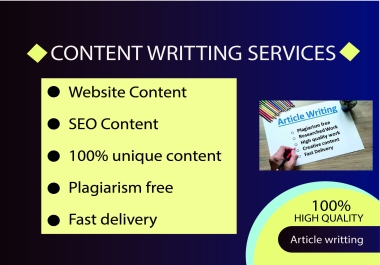 Get 1000 words SEO optimized premium content writing on any topic for improve Your Online Visibility