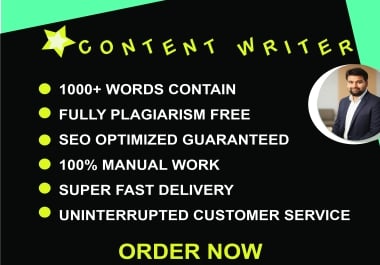 Professional 500+ words content writing fully SEO friendly and Plagiarism free