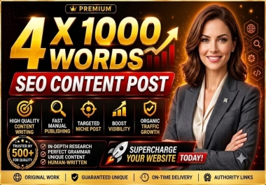 I Will Write 4 SEO-Optimized 1000+ Word Blog Posts for Your Website