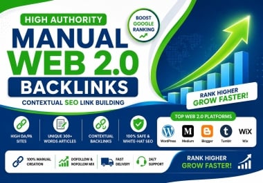I will create manual high authority web 2.0 backlinks with unique content