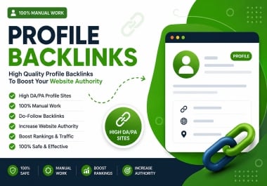I will create 50 high DA dofollow profile backlinks manually