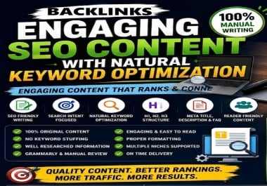 I Will Write Engaging SEO Content Backlinks with Natural Keyword Optimization