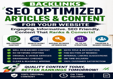 I Will Create SEO Optimized Articles Links and Content for Your Website