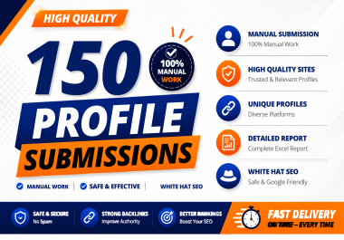 Manually create 150 high quality profile Unqiue backlinks