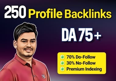 250 high authority SEO profile backlinks manually