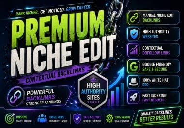 5 Premium Niche Edit links Manual Contextual Do Follow SEO BackLinks