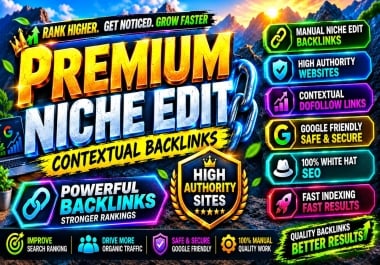 5 Premium Niche Edits links Manual Contextual Do Follow SEO BackLinks