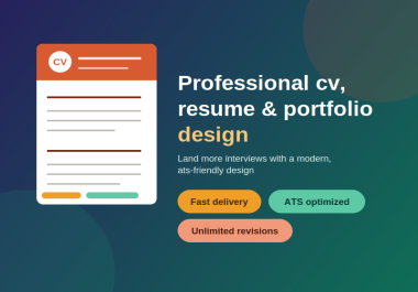 I Will Design a Professional CV,  Resume & Portfolio