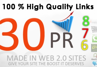 I will create 30 Quality and Extremely Powerful BACKLINKS On PR9 to PR6 Authority Sites