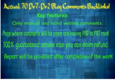 Provide 70 PR3 to PR7 actual page Hyperlinks for your website using blog comments 