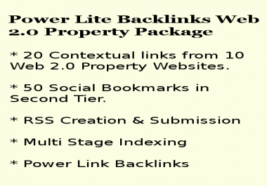 20 Contextual Links from 10 Web 2.0 Property Backlinks Package