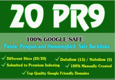 Manually Create 20 PR9 Safe SEO High Pr Backlinks From Trusted Sites To Boost Your SEO