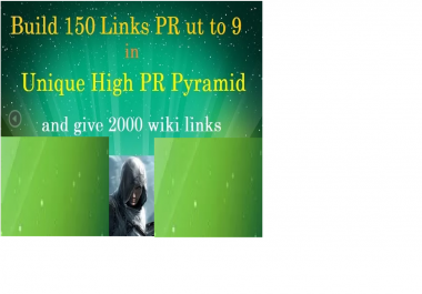 build 150 links PRup to 9 in Unique high PR pyramid and give 2000 wiki