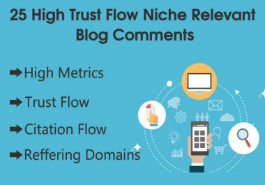 Offer 25 high da,  tf Niche relevant Blog comments backlinks + Guaranteed Serp in 30 Days