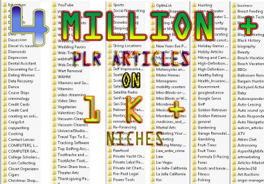 I will give you 4 million plus PLR articles on 1k plus niche With Bonus