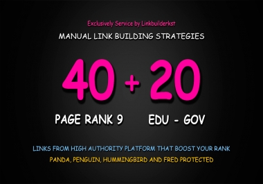 40 Pr9 + 20 Edu Gov High Trust Authority Safe SEO Backlinks