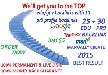 i will create 25 edu/gov and 30 PR9 profile backlink just