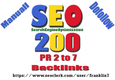 i will creat 200 High Pr 2 to 7 manually dofollow high quality backlinks
