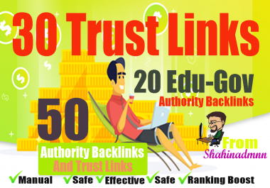 I will manually do 30 PR9-7+ 20 EDU-GOV Backlinks From Authority Domains