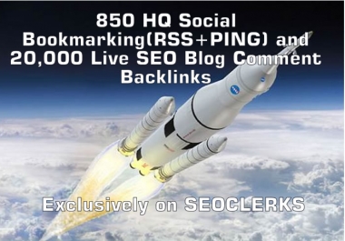 850 HQ Social Bookmarking RSS+PING and 20,000 Live SEO Blog Comment Backlinks