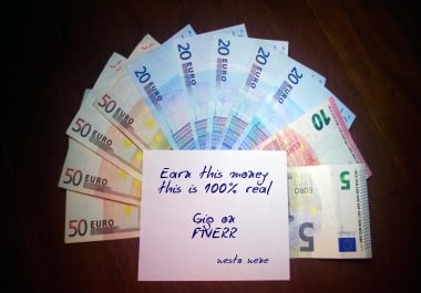 I will put your Logo or Message on paper with money