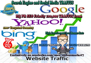 HQ 100,000 TRAFFIC with Low Bounce Rate and High Duration
