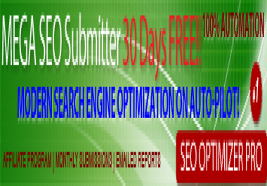 SEO Optimizer Pro - Search Engine,  Directory,  Classified Ad Submitter. Blast Your Website 30 Days