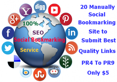 submit Manually 20 High PR4 To PR9 Social Bookmarking Links
