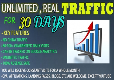 I will drive Unlimited real Website TRAFFIC to your website for 30 days
