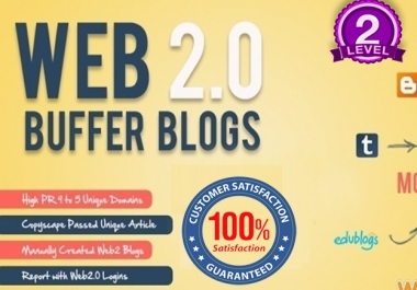 I will create 30 Web 2 High DA 30+ Blogs Manually