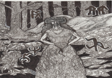 draw a fantasy scenery in pen