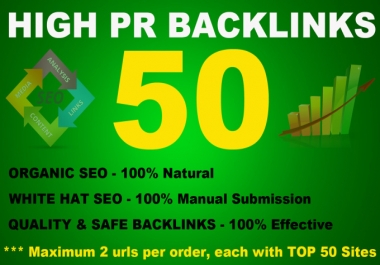 50 High PR Backlinks from PR9 to PR3,  Seo Online Marketing