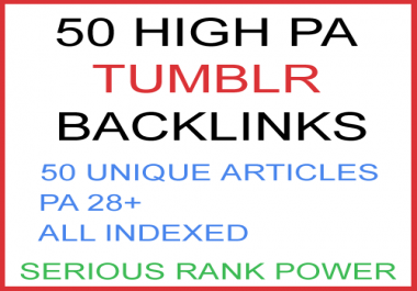 50 High PA 28+ Tumblr Backlinks Unique Content