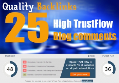 Get Google 1st page rank With 25 Hight Trust flow and DA Blog comments backlinks