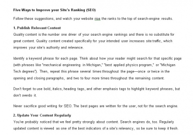 Five Ways to Improve your Site&rsquo s Ranking SEO