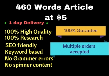 Write 460 Words Length Research Article