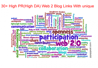 Provide 30+ High PR High DA Web 2 Blog Links that Will Help Your Site Rank FAST