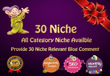 provide 30 niche related blog comment