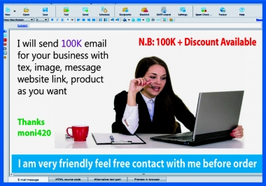 send 100,000 e-mail for your Business with tex,  image,  website link,  product,  affiliate link