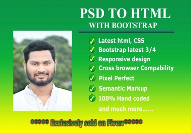 I Will Convert PSD To Html5,  Css3 And Responsive Bootstrap