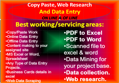 DO Copy Paste,  Web Research And Data Entry