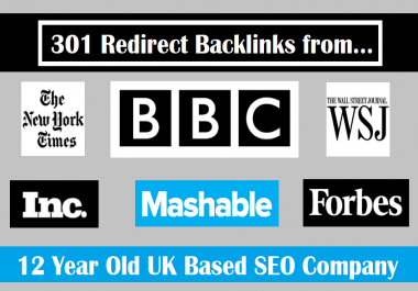 Provide a 301 redirect backlink from Forbes,  Nytimes,  BBC
